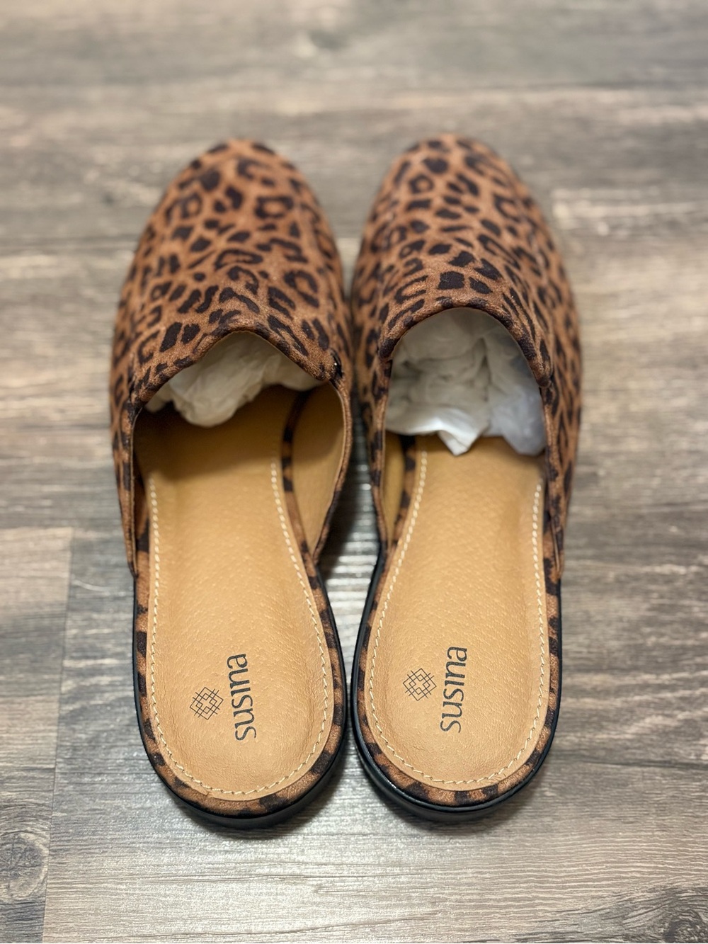 Susina Leopard-Print Backless Mules in Brown and Black - Picture 2 of 6